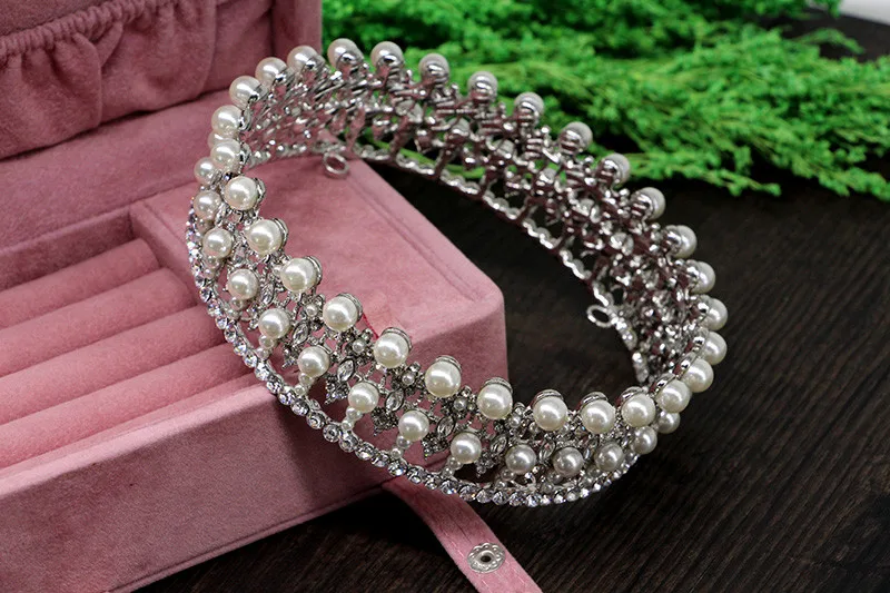 High Quality Princess Rhinestones Queen Pageant Crown Silver Wedding Party Tiara